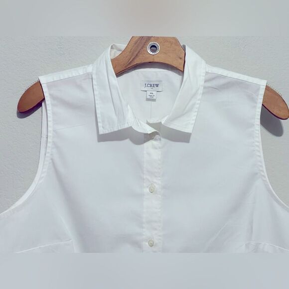 J Crew Factory NWT Sleeveless Cotton Poplin White Shirt Size XL in Signature Fit - Picture 8 of 12